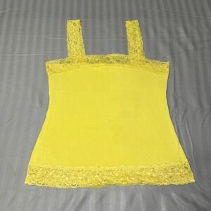 Halogen‎ Women's Yellow Lace Trim Cami Fitted Stretch Romantic Y2K Large